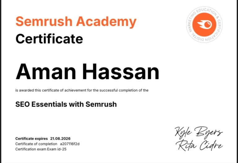 Semrush Academy CertificateSocial Media Marketing Analyst in Calicut